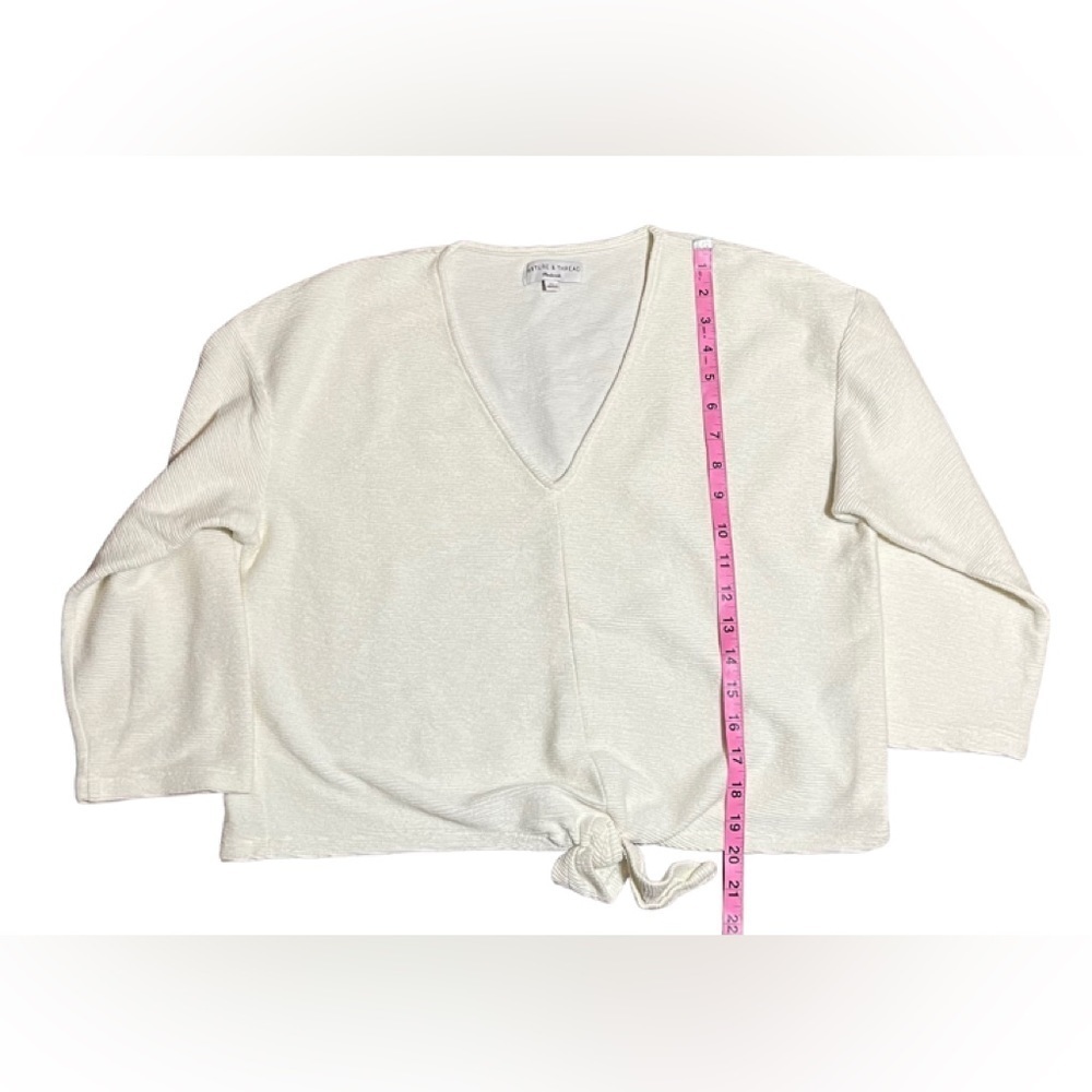 Madewell Texture & Thread pullover cropped sweater tie-front XL EUC - Picture 6 of 13